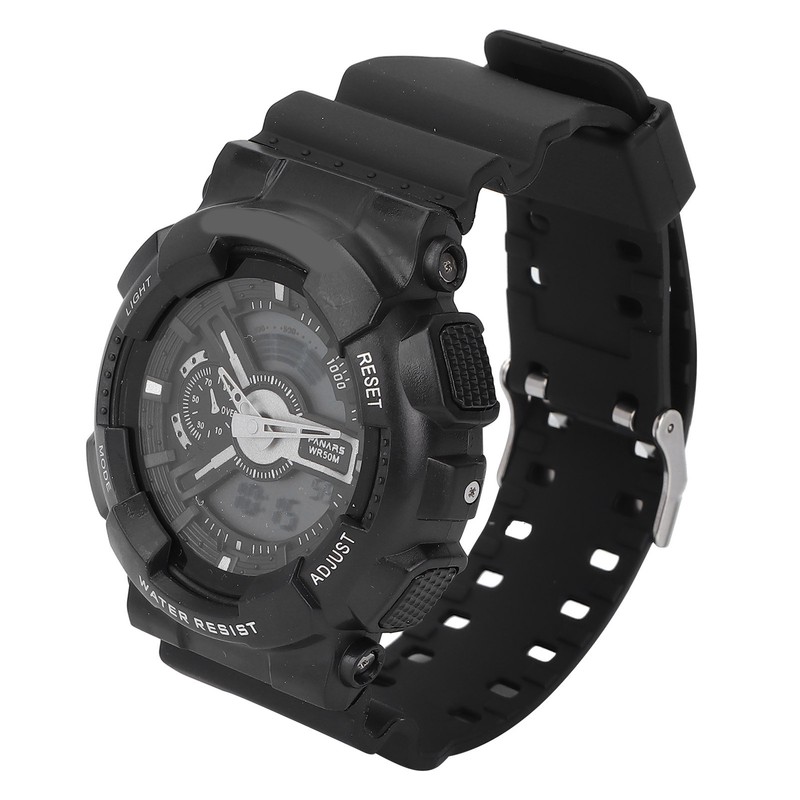 Students Electronic Watch Waterproof EL Light Dual Time Modes Digital