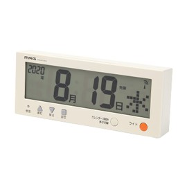 MAG W-762BE-Z Digital Calendar, Radio Clock, Digital Koyomin, Rokuyo, Date, Day Display, Backlight, Beige