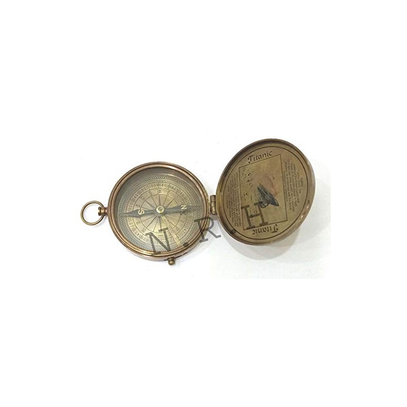 Nautical Brass Titanic Engraved Navigational Vintage Working Compass
