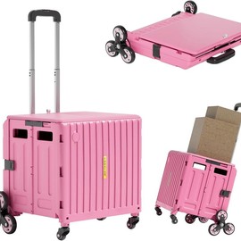 Biarts Utility Cart Stair Climber Wheels- Foldable, Compact Design for Easy Navigation, Ideal for Home or Office Use, Easter Gifts & Shopping - Colour: Pink