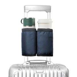 riemot Travel Luggage Cup Holder Luggage Travel Cup Holder Drink Holder Hands-Free Drink Trolley Holds Two Coffee Cups ID Pockets Money Belt for Flight Attendants Travellers Accessories, navy,