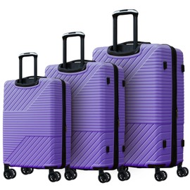 Udorich 3 Piece Hardshell Luggage Set with Double Spinner Wheels, Lightweight Durable ABS Matte Texture, Purple