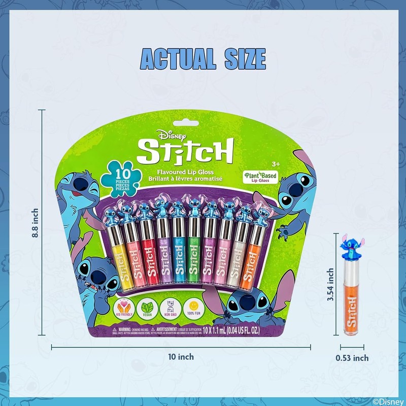 Stitch Brillo Labial Vegetal 10 pzas Niñas Regalo Fiesta