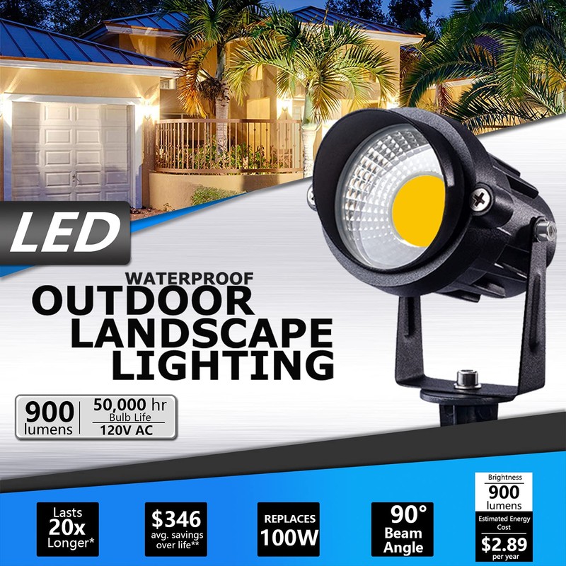 SUNVIE 120V Spot Lights Outdoor LED Landscape Lighting 12W AC