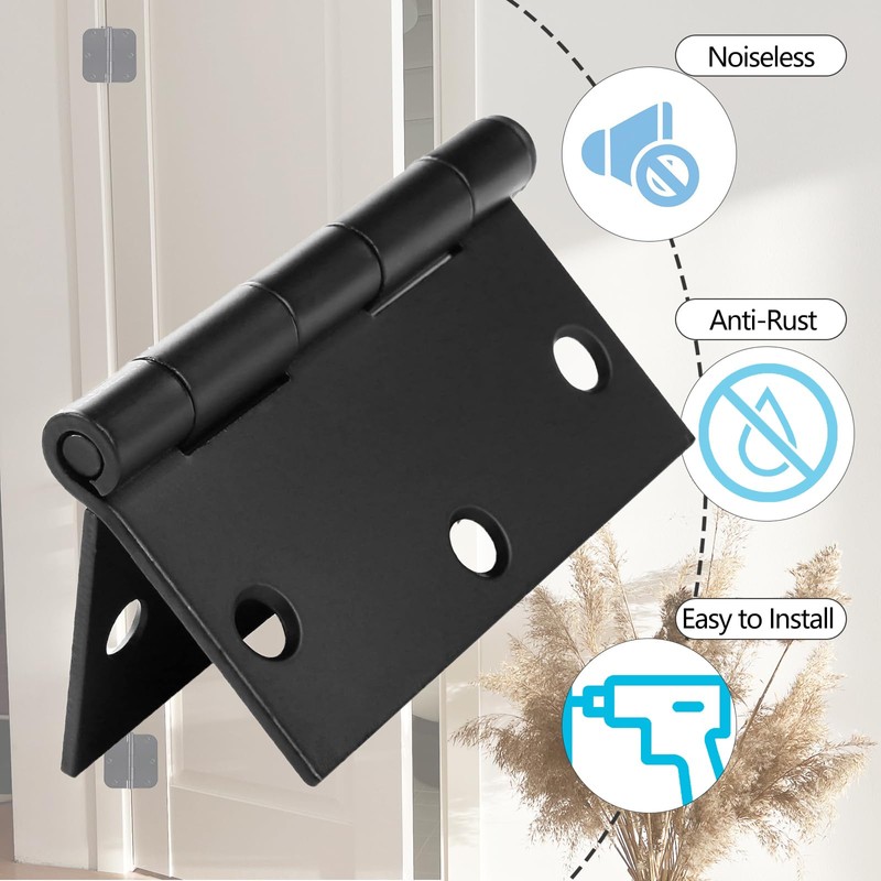 Allucky Matte Black 42 Pack 3x3 Inch Interior Door Hinges