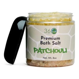 360Feel Patchouli Detox Bath Salt Body Scrub - Suitable for Acne Scars and Stretch Marks - Foot Scrub - Great For Women - 8 Fluid Ounce