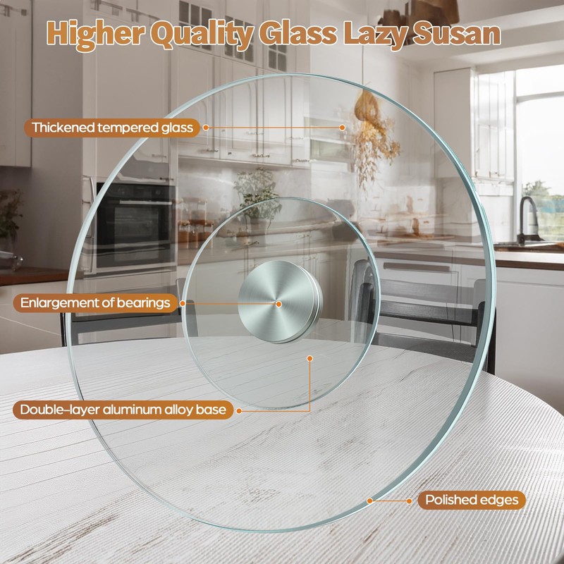 27" Glass Lazy Susan for Dining Table - Tempered Glass