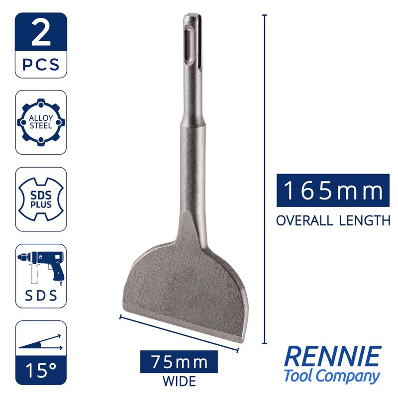 2 PACK - SDS Plus Chisel 165mm x 75mm Wide