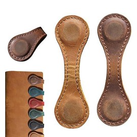 Heatunk Vintage Magnetic Leather Bookmarks - Set of 2: Perfect Gifts for Students, Teachers, and Book Lovers - Brown+Yellow
