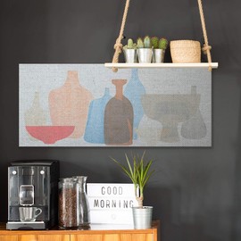 Stupell Industries Abstract Pottery Shapes Soft Pink Blue, Design by Rob Delamater Canvas Wall Art, 20 x 48, Grey