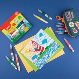 Fonzell Washable Coloured Pencils - Set of 12 Colours, Tapered Tip