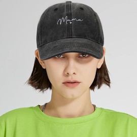 YeeHeen Baseball Hat for Men Women Vintage Washed Plain Cap Adjustable Sun Hat Heart Mama Black B