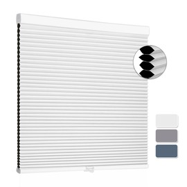 SUNFREE Cellular Shades Blackout Blinds Cordless Honeycomb Window Shades for Bedroom, Blinds for Window and Door, Home and Office, White, 34" W x 64" H