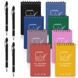 JINGIHE Waterproof Notebook, 6Pcs Spiral Notebook, 3x5” All Weather Stone Paper Pocket Notepad, Write in the Rain Notebook for Kids Adults Home School Office Outdoor Activities (50 Pages, Black) (Mix color)