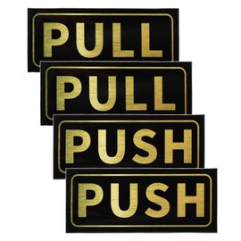 PATIKIL Push Pull Door Sign, 2 Set 2"x5" PVC Self-Adhesive Waterproof Horizontal Pull Push Sticker Sign for Office Store Shop Glass Door, Golden