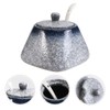 Mobestech Simple Ceramic Condiment Jar with Lid and Spoon Blue