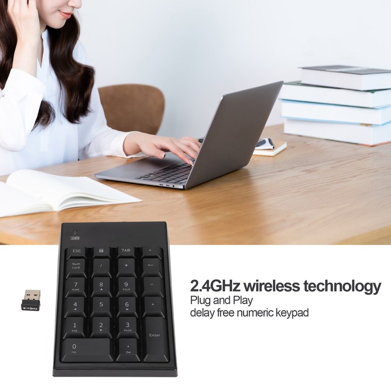 Number Pad 2.4GHz Wireless 22 Keys Delay Free Portable Black