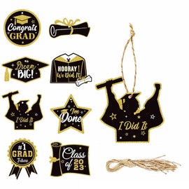 8Pcs Graduation Tree Hanging Decorations,Mini Hanging Pendant for 2023 Graduate.Graduation Hanging Ornaments Decoration for Bouquet Family Graduating Party Supplies