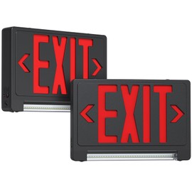Exit Signs with Emergency Lights Battery Backup, UL Listed Double-sided Exit sign with Adjustable Light Pipe, Hardwired Compact Commercial Lighted Exit Sign, 120/277V Top/Side/Wall Mount (2 Pack)