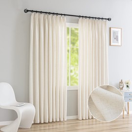 OYRING Faux Linen Double Pinch Pleat Window Curtains Panels,Semi Sheer Light Filtering Pinch Pleated Drapes for Living Room, 54" W x 108" L 1 Panel