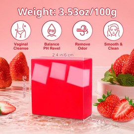 Bgtecho 3 Pcs Yoni Soap Bar, Feminine Wash with Foaming Net, Yoni Wash For Women PH Balance, Natural Ingredients Vaginal Care Soap Bars, Eliminates Odor, 3.53 oz (Strawberry)