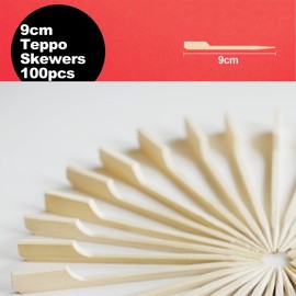 CAPACITEA 100pcs 9cm Teppo Skewers for Cocktail, Appetizers, Fruit, BBQ Paddle Sticks, Bamboo