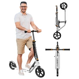 Adult Scooter - Folding, Adjustable Height, Big Wheels, Lightweight All-Aluminum Frame | Suitable for Teens 12+ | 265lbs Weight Limit