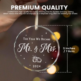 Wedding Gifts, Mr and Mrs Gifts, Wedding Gifts for Couples 2024, 1st Married Christmas Ornament, Bridal Shower Gifts for Bride, Couple Gift for Newlyweds with Gift Box
