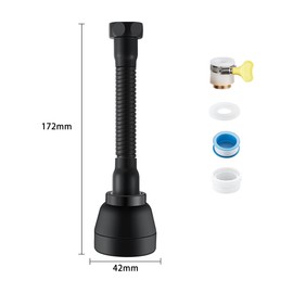 3 Modes Tap Extension Kitchen, 360° Rotating Multifunctional Tap Extender, Faucet Extender with Hose Extension for Kitchen, Bathroom, Sink (Black)