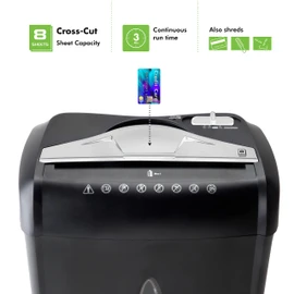 Aurora High Security Paper and Credit Card Shredder with 3.7-Gallon Wastebasket, 8-Sheet Cross-Cut with Basket