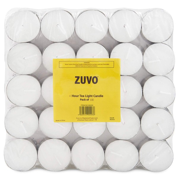 Tea Lights Candles 4 hour burn (100 Pack) - White