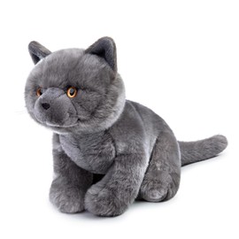 ZHONGXIN MADE British Short Cat Stuffed Animal - 11 inch Plush Toy Grey Cat, Soft Toy Cat for Kids (British Shorthair Cat 2)