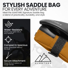 ALMSTHRE Signature Bike Saddle Bag – California Gold | Premium Ripstop Material, Waterproof Zipper & Internal Pocket | Durable, Lightweight Bike Seat Bag for Secure Gear Storage