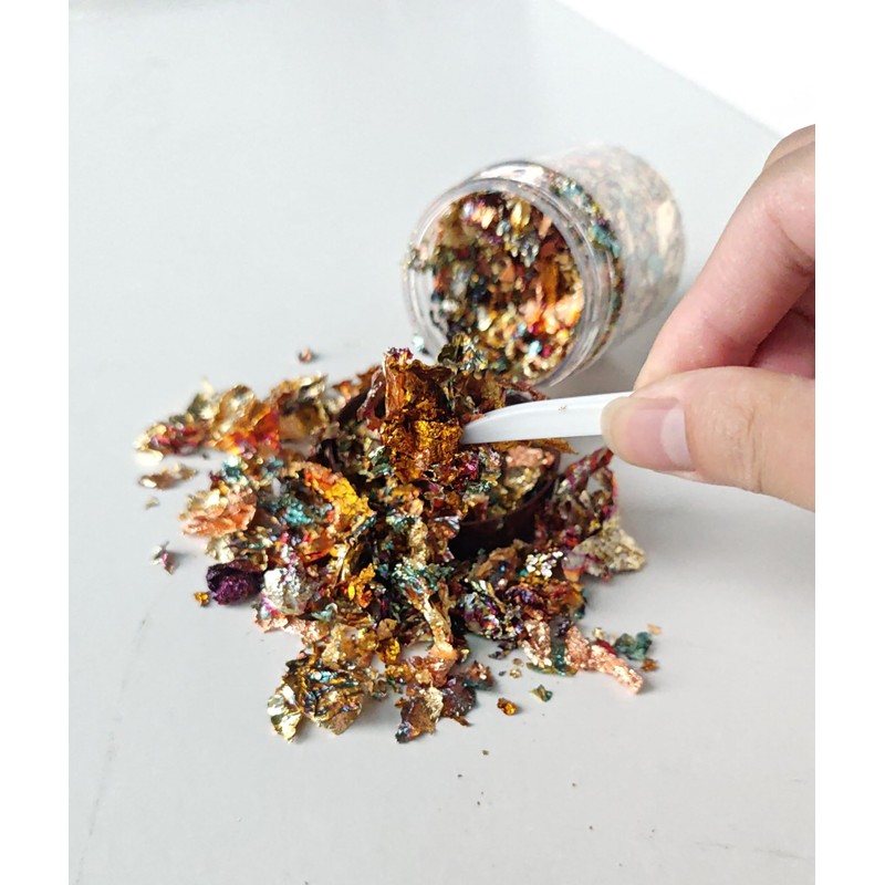 BLWAFY Gilding Flakes Leaf Flakes Gilding Variegated Gold Foils for