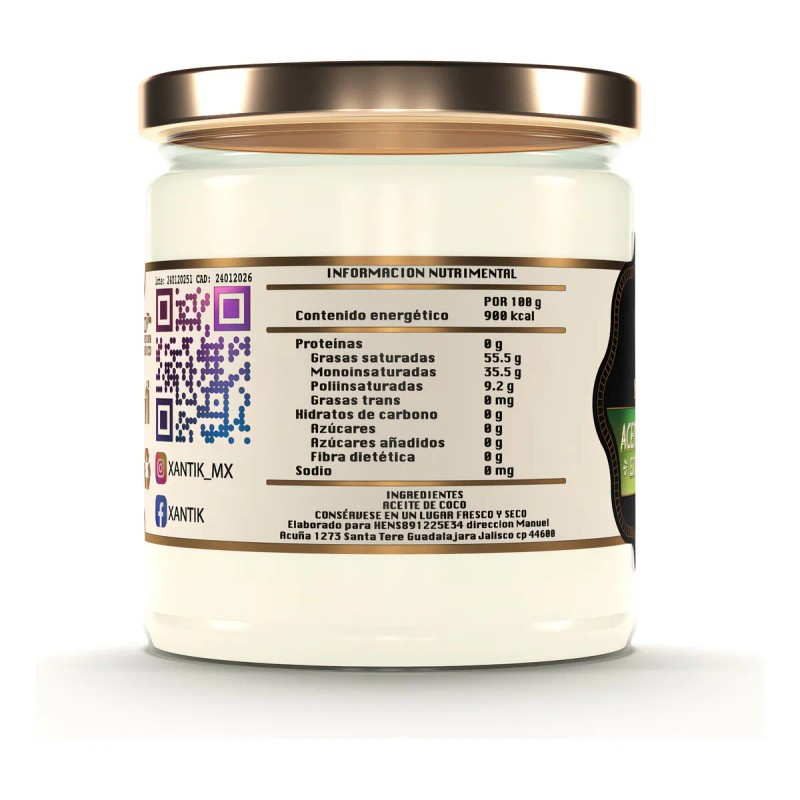 Aceite Coco Extra Virgen 420ml Xantik