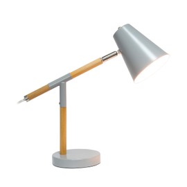 Simple Designs LD1059-GRY Matte and Wooden Pivot Desk Lamp, Gray