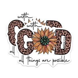 (2 Pack) Inspirational Bible Verse Magnets - with God All Things are Possible - Motivational Floral Magnets - 5" On Longest Side - for Cars, Fridges, Toolboxes - Made in USA - MAG6182