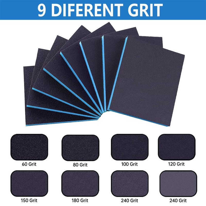 Necosthua 16 Pack Sanding Sponge，60 80 100 120 150 180