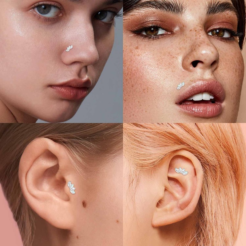 hengkaixuan 16G G23 Titanium Flat Back Labret Studs Internal Thread