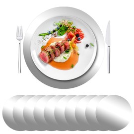 Cedilis 100PCS Disposable Paper Charger Plates, 13" Round Silver Placemats for Wedding, Birthday Party, Dinner Plate Decor