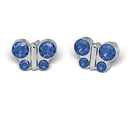 Sensitive by Studex®, butterfly stud earrings, 7 mm, surgical steel, 10 variants Blue, surgical steel