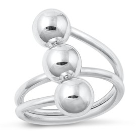High Polish Ball Cluster Open Ring New .925 Sterling Silver Band Size 8