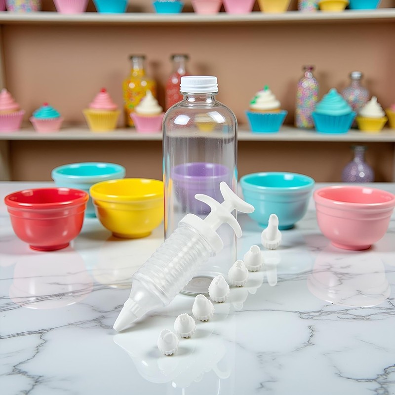 A Set Pipe Nozzles with Syringe, 8Pcs Plastic Cream Baking