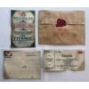 Titanic Launch Ticket, Boarding Pass, Postcard, and Envelope - White
