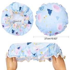 FirstKitchen Shower Cap for Kids, 2PCS Toddler Shower Cap, Double Layer Waterproof Shower Cap, Reusable Pink and Green Swan Showers Cap, Cute Kids Shower Caps for Girls and Boys