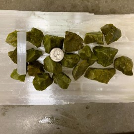 GREEN OPAL ROUGH, CHARGED 2000 CARAT LOT + A FREE SELENITE CHARGING STICK