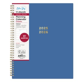 Blue Sky 17 Month 2025-2026 Weekly and Monthly Academic Year Planner Calendar, August 2025 - December 2026, 8.5" x 11", Flexible Cover, Wirebound, Laminated Tabs, Azure