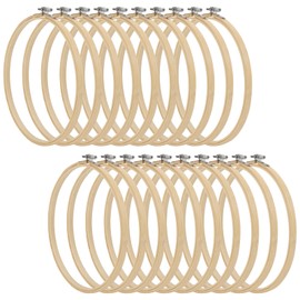 SENJEOK 20 PCS 8 Inch Bamboo Embroidery Hoop, 20cm Cross Stitch Circle Ring for Craft Sewing, DIY Project, Decoration
