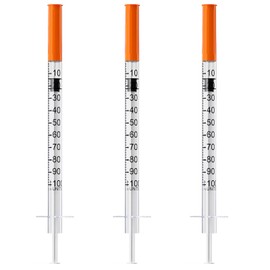 U-100 1mL/cc Syringes with 29G 1/4" (6mm) Individually Wrapped, Pack of 25