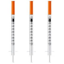 U-100 1mL/cc Syringes with 29G 1/4" (6mm) Individually Wrapped, Pack of 25